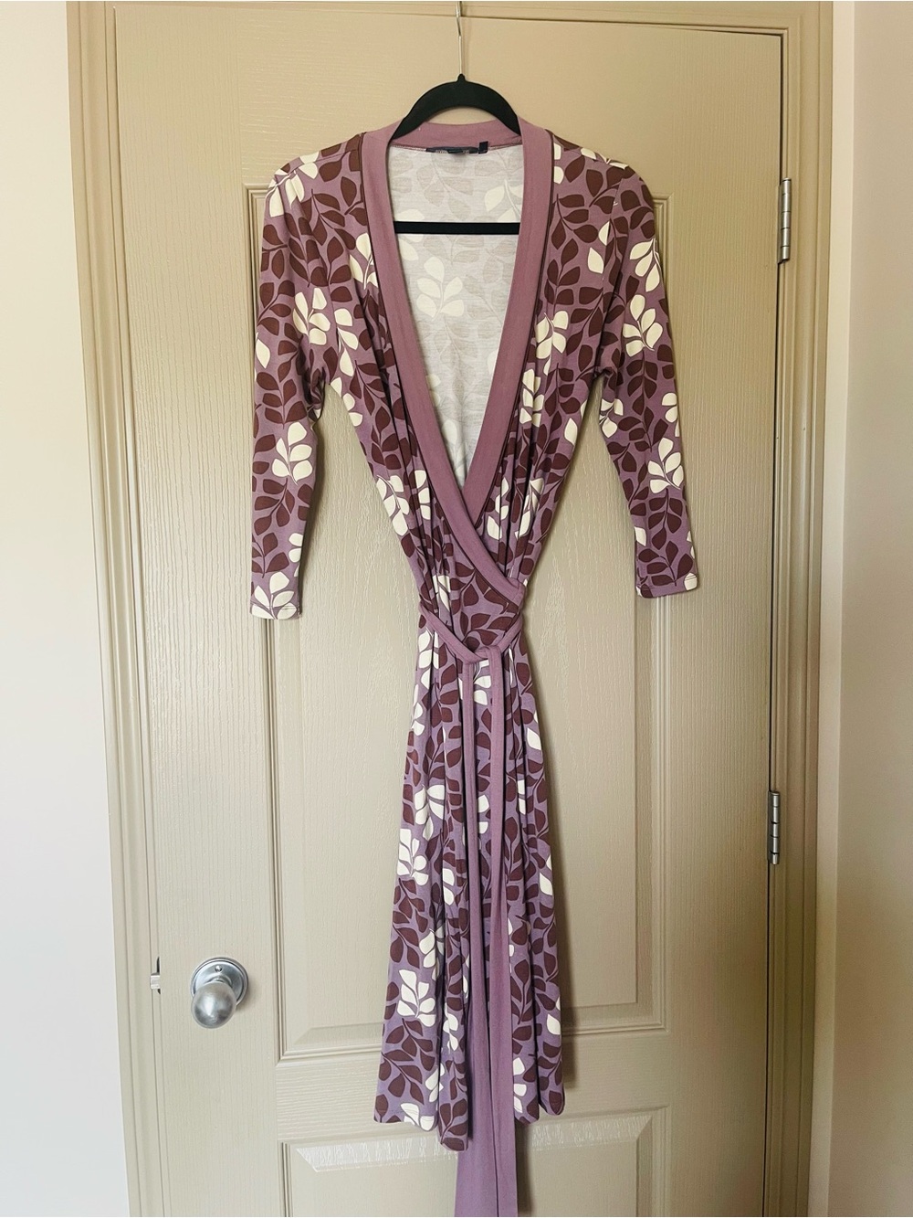 Boden Mauve Floral Wrap Midi Dress